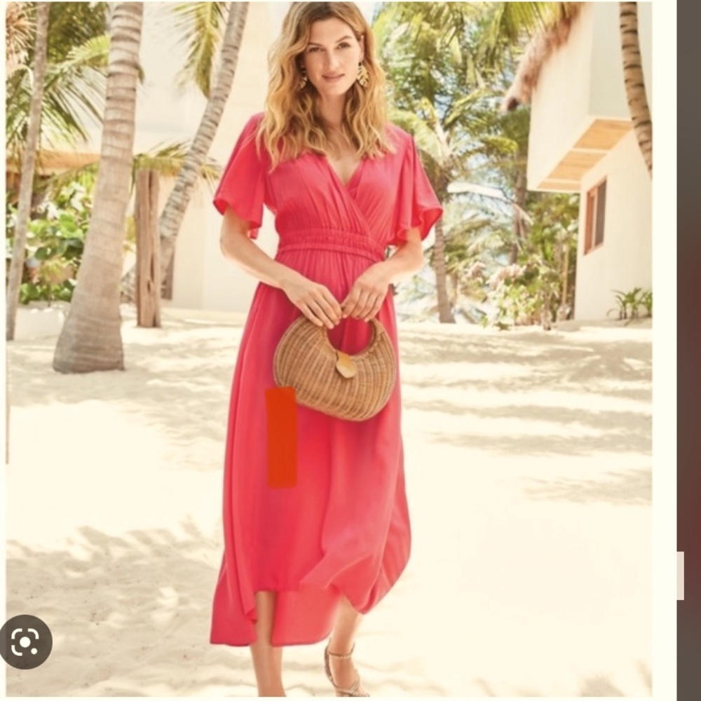 Tommy Bahama size M Oliana high low maxi dress Paradise
Pink elastic waistband .
